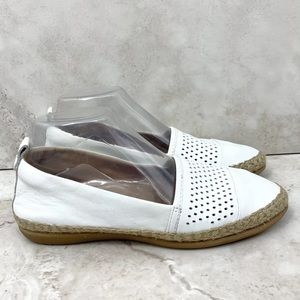 Clarks Artisan Women 7.5 Espadrille Flats White Leather Loafer Reeney Helen Shoe